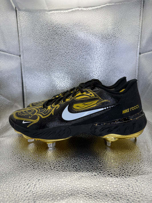 Alpha Huarache Elite 3 Low Black Gold Baseball Cleats