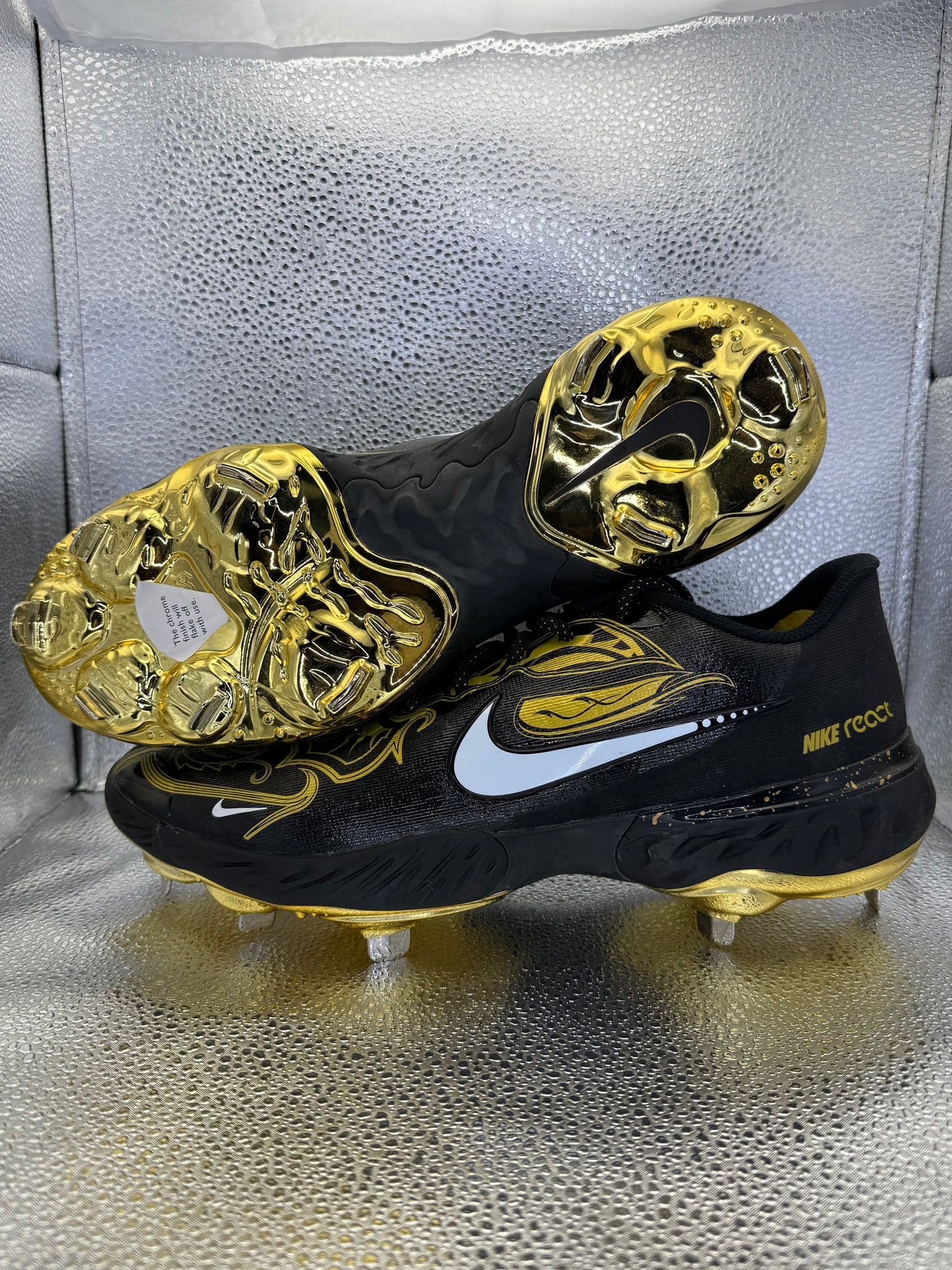 Alpha Huarache Elite 3 Low Black Gold Baseball Cleats